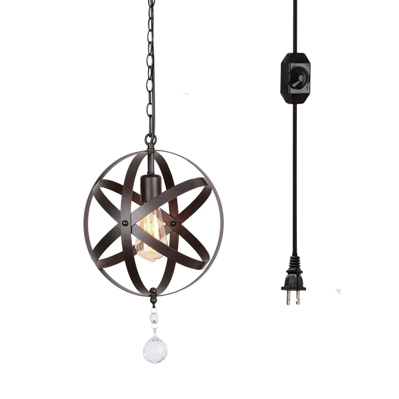1 Light Hanging Plug In Pendant Black Swag Hooks Ceiling Best Lamp