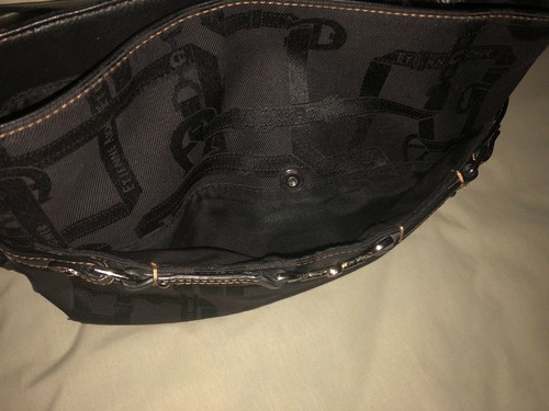 ETIENNE AIGNER HANDBAG PURSE SATCHEL SIGNATURE BLACK LEATHER TRIM - Picture 6 of 9