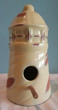 PRIMATIVE 8" DECORATIVE  LIGHTHOUSE CERAMIC HANGING BIRDHOUSE SHAPED 