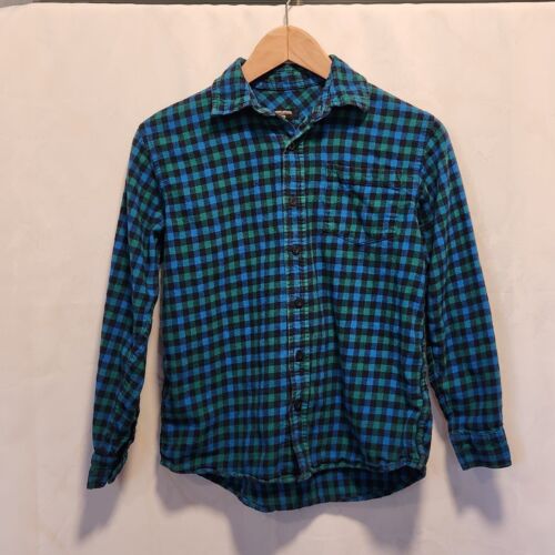 Canyon River Blues Button Up Shirt Youth Boys M Plaid Blue & Green Long Sleeve