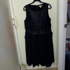 Sejour Black Midi Pleated Shimmery Bodice Fully Lined Dress