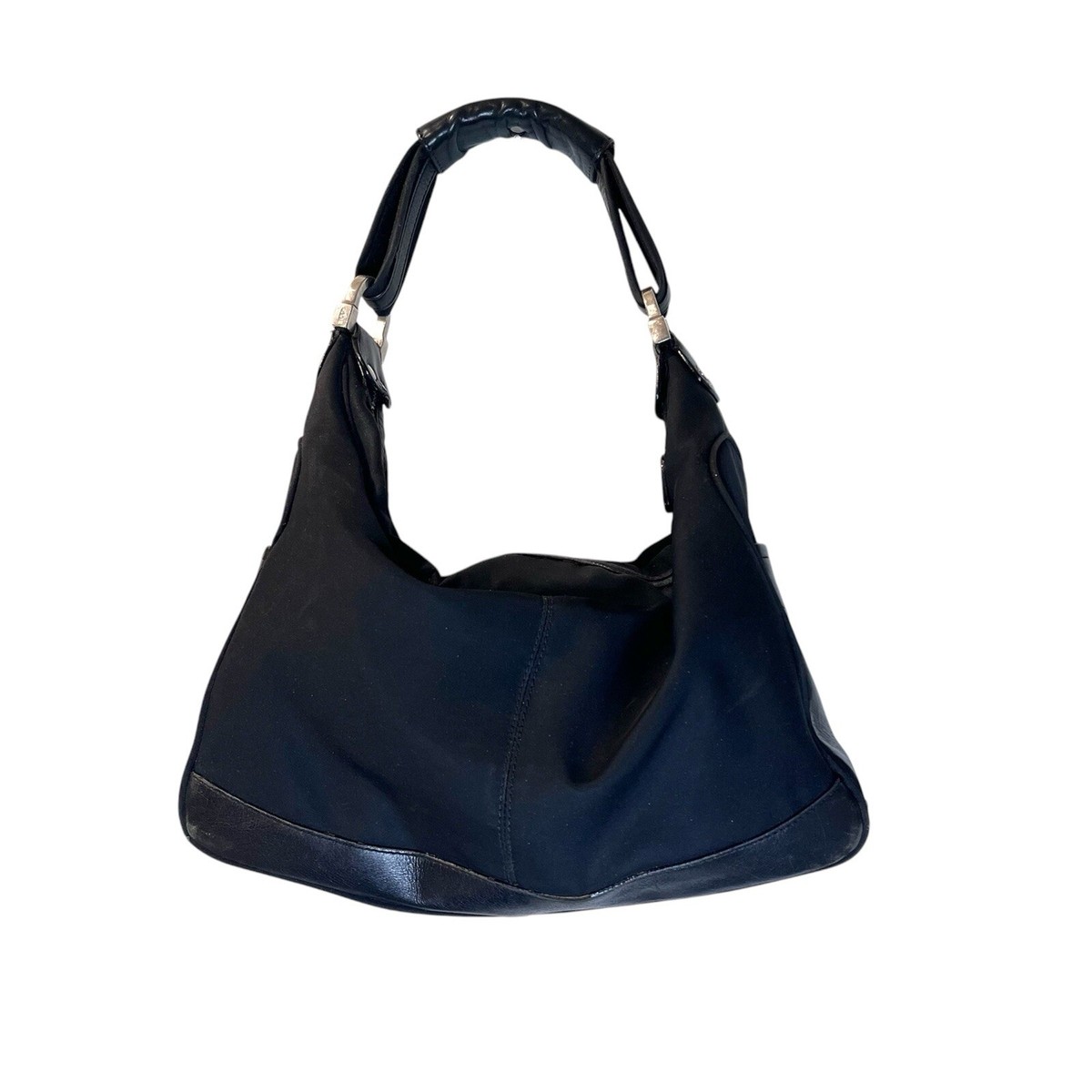 TOD'S mini Mickey Shoulder Tote Bag black Canvas Trim Leather | eBay