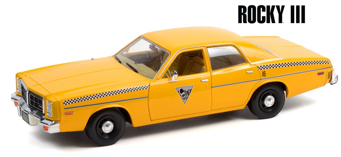 ミニカー ROCKY III DODGE MONACO 1/18 MOVIE TAXI Rocky III - 1978 Dodge Monaco Taxi Yellow 1:18 Diecast Model Car