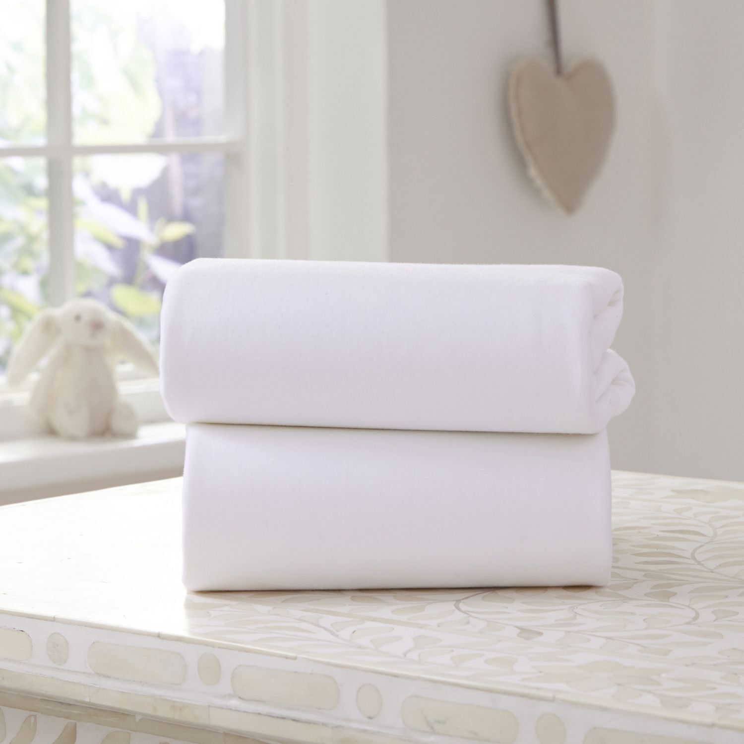 Lenzuolo con angoli Clair De Lune 100% cotone per lettino da viaggio confezione doppia - bianco o grigio