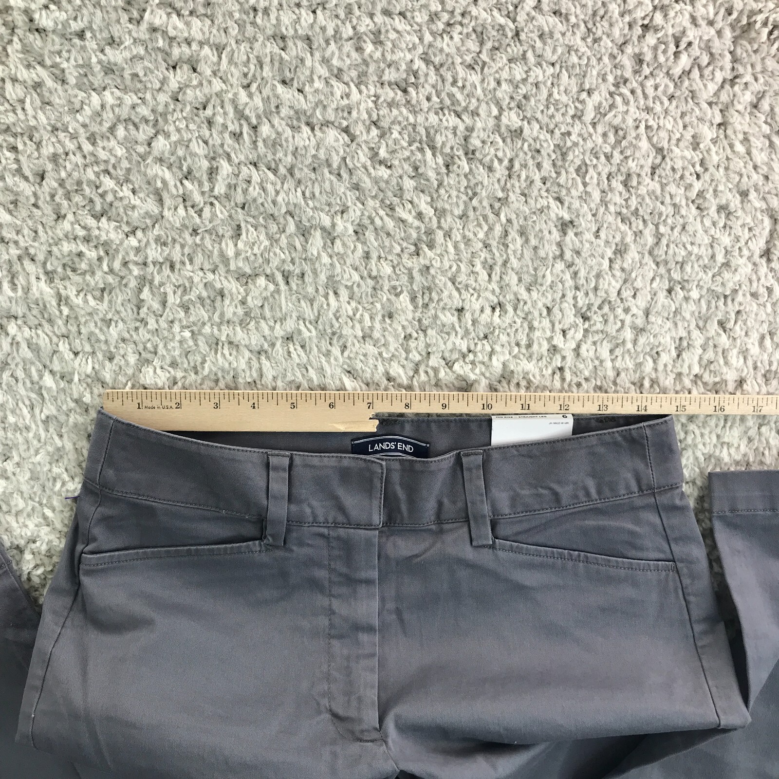 New Lands End khaki chino pants womens 6 mid rise straight leg flat