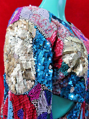 ASOS DESIGN mini dress L/SL cut out floral embellished sequins UK 16 RRP £230 - Picture 13 of 21