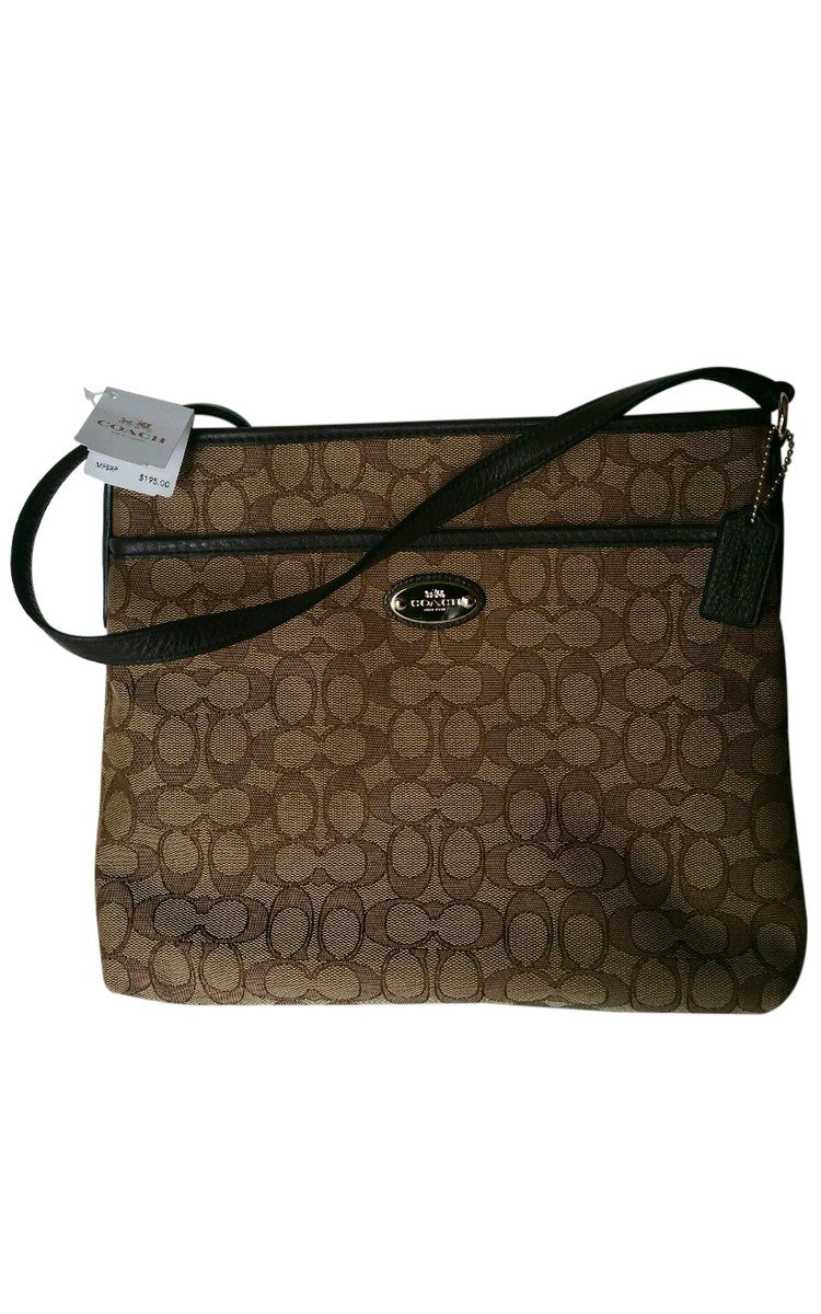New With Tag Coach F36182 Khaki/Brown Signature File Bag | eBay