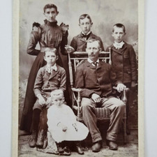 Cabinet Card Photo Victorian Family Portrait Man Woman Children