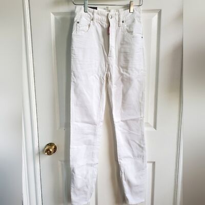 Dsquared2 Women's White Denim High Waisted Twiggy Skinny Jeans US 2 IT 38