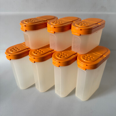 7x Tupperware Gewürzstreuer Modular Mates 1846/3 transparent mit gelben Klappdeckeln