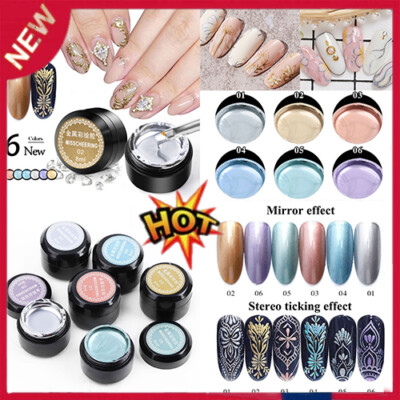 6 Farben Metall Malerei Gel Nagellack Soak Off Uv/Led Gel Lack Salon 8 Ml  