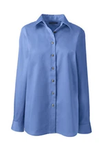 NEW! Lands End WOMENS L/S  PERFORMANCE TWILL SHIRT BLOUSE TRUE BLUE  MEDIUM