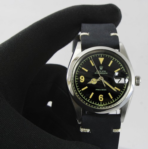 Vintage Rolex OysterDate Precision 6694 Winding Black Dial 34mm Men Steel Watch - Picture 7 of 13