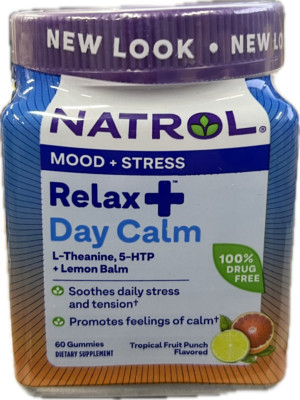Natrol Relax+ Day Calm - Fruit Punch 60 Gummies - EXP 04/2025