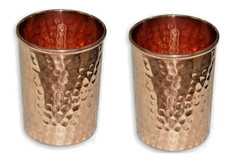 Set Of 2 100% Copper Drinking Glass Cup Tumbler Mug 300 ml Ayurveda Health yoga.