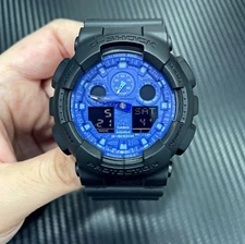 New Casio G-Shock GA100BP-1A Blue Paisley Ana-Digi Three Eye Resin Strap Watch
