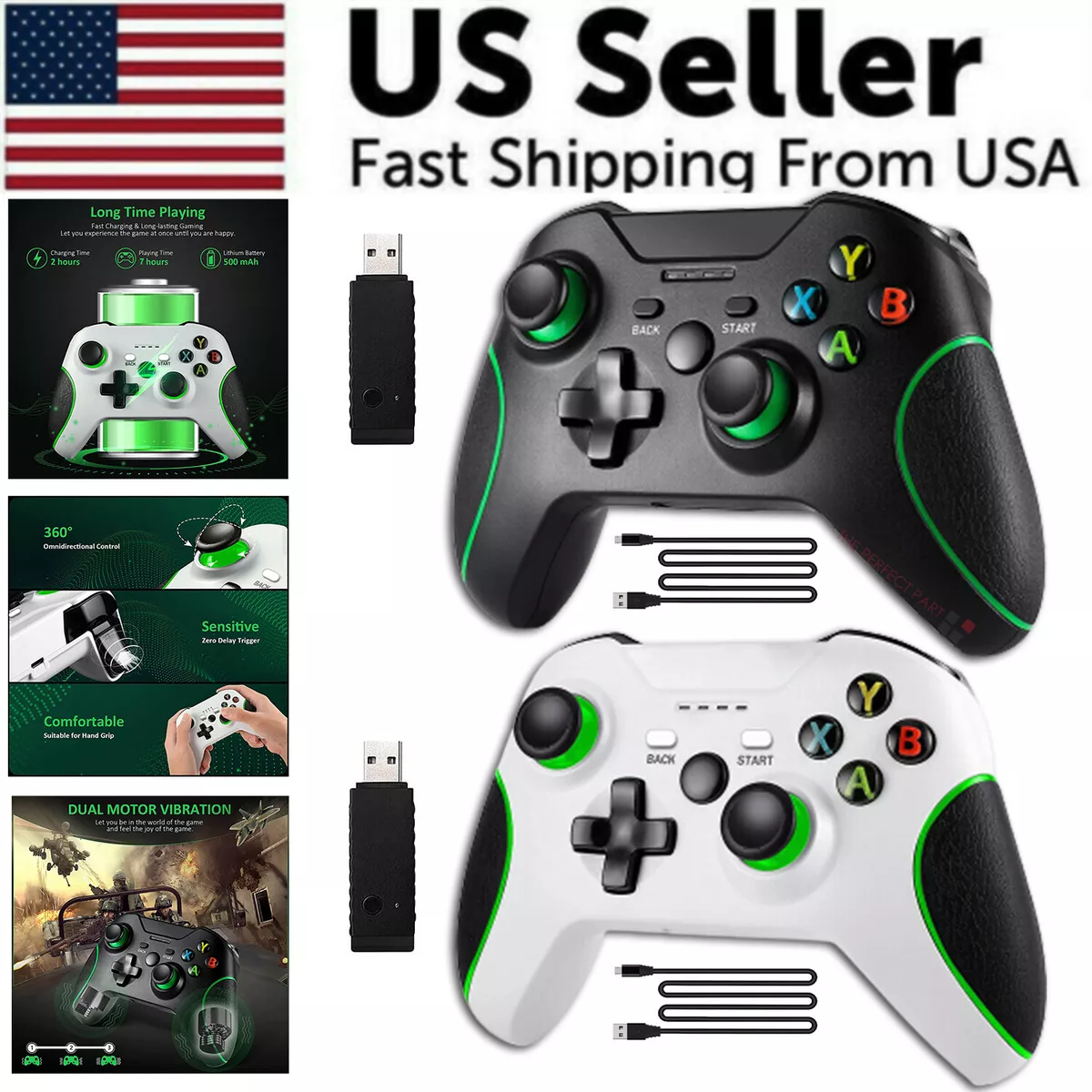 Gamepad sem fio para Xbox One, PC Joystick, Windows 7, 8, 10, Controlador  de jogos para console PS3, 2.4G