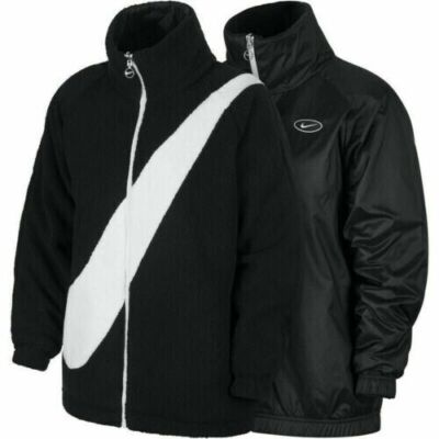 Nike $120 Women's BIG SWOOSH REVERSIBLE SHERPA Jacket Black CZ4063 010 Sz S NEW