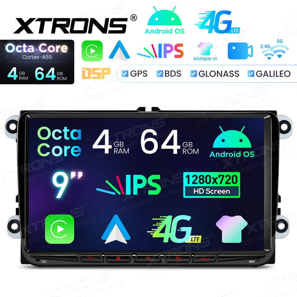 4G+64GB Autoradio Android 14 Carplay 9" GPS Für VW Golf 5 6 Plus CADDY PASSAT CC - Bild 4 von 4
