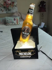 1991 Michelob Golden Draft Beer Light  Bottle On Ice  11.5" Tall Bar Man Cave