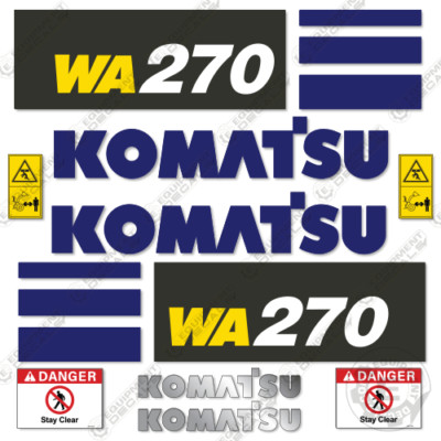 Fits Komatsu WA270-7 Decal Kit Wheel Loader - 7 YEAR OUTDOOR 3M VINYL!