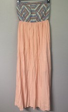 Windsor Boho Striped Flowy Maxi Dress Sleeveless Size Large Peach Blue Teal