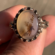 Natural Dendritic Agate Unisex Handmade 925 Sterling Silver Ring- Size 10