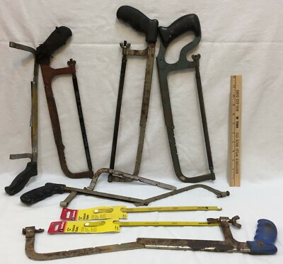 6 Hacksaws Vintage Plus 2 New 'Great Neck' 12 INCH Blades