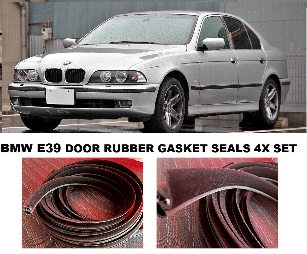 BMW E39 Door Rubber Seals 4 Pieces set NEW Flocked Velvet Rubber