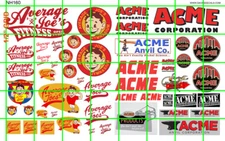NH160 1/2 Set N SCALE ACME CORP AVERAGE JOE SIGNAGE SET
