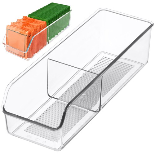 Tea Bag Box Desktop Organizer Case Holder Divided Storage Bin Kitchen Supply