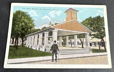 Postcard: The Old Slave Market Man out front ~ St. Augustine, FL