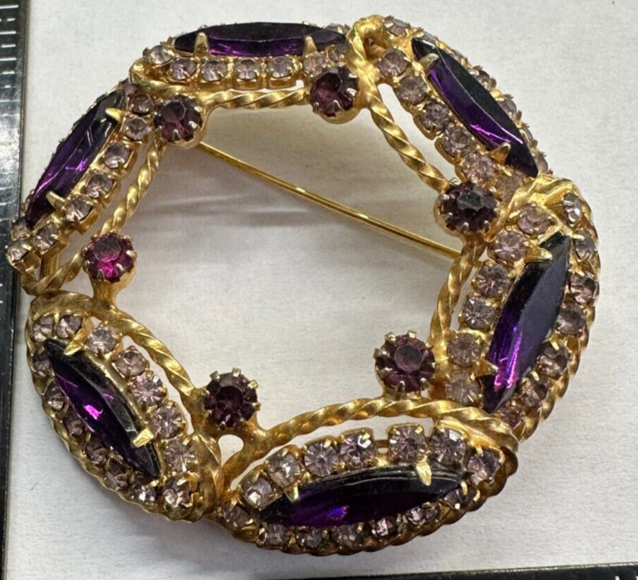 Flower Wreath Purple Navette & Clear Rhinestone JULIANA