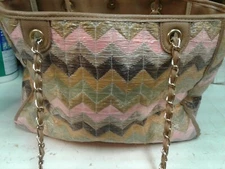 Sun n sand purse, bag straw Multi color large button 