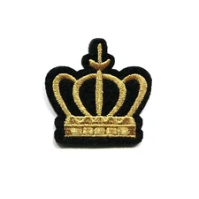 Gold Crown Royalty Embroidered Iron On Patch DIY Applique