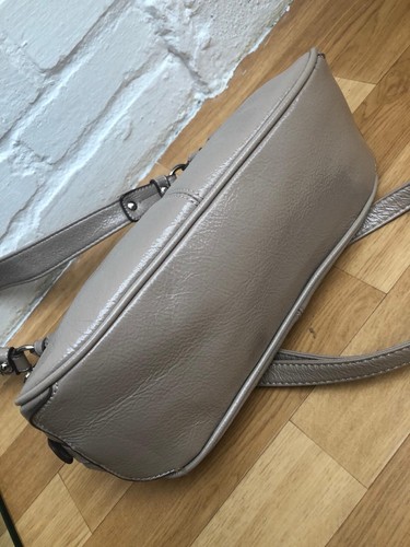 David Jones Handbag Detachable Long Crossbody Shoulder Strap Patent Beige - Picture 6 of 8