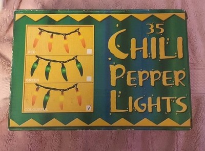 Vickerman Set of 35 Red, Green And Yellow Chili Pepper Christmas Lights NEW