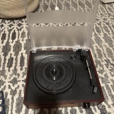 Brown Wood Record Player Turntable, Built-in Speaker, RCA, Headphone Jack