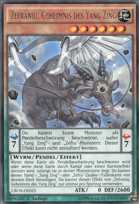 YuGiOh Zefraniu, Geheimnis des Yang Zing CROS-DE025 Rare Excellent 1st