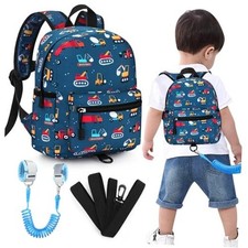 Toddler Backpack with Leash, Cute Baby Backpack with Anti Navy Blue, Blue Link