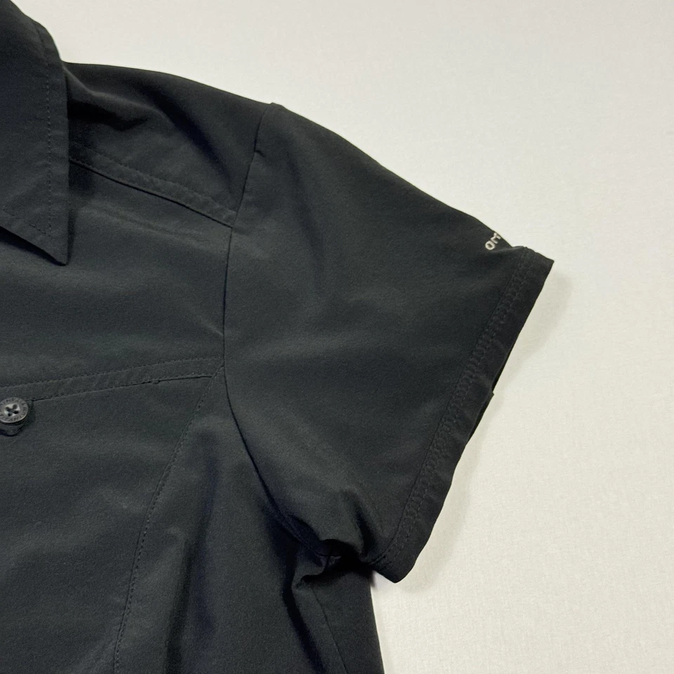 Columbia Titanium Shirt Womens XS Black Short Sleeve Button Front Omni-Dry Leaf - Image 2 of 4