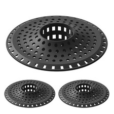 Aluvor Shower Hair Drain Catcher, Silicone Bathtub Catcher Black