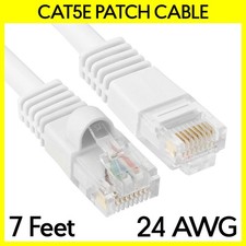 7FT Cat5e Ethernet Patch Cord White Cat 5e Internet Cable RJ45 LAN Router Cord