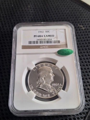1962 Proof Franklin Half Dollar 50c NGC PF68* Star Cameo CAC Sticker Nice Coin
