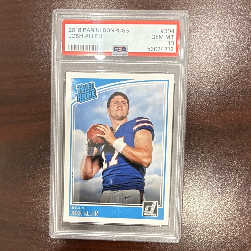 Panini 2018 Donruss Rated Rookie Josh Allen Buffalo Bills #304 RC PSA 10