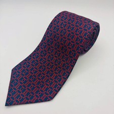 HERMES Tie Navy Red Rope Pattern 7670 TA