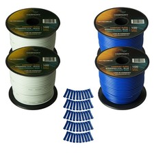 Harmony Car Primary 16 Gauge Power or Ground Wire 400 Feet 4 Rolls White Blue