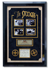 FOUR Stooges Signed Autograph Page + Museum Quality Framing