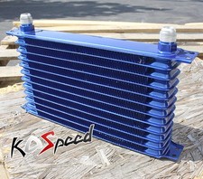 Universal 12 Row 10an Blue Aluminum Enginetransmis Sion Oil Cooler 13.5x8.75x2