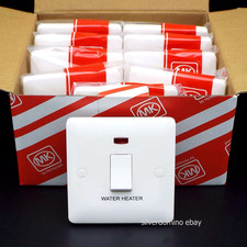 10 x MK 20A Water Heater Switches with Neon • White MB8423WHWHI